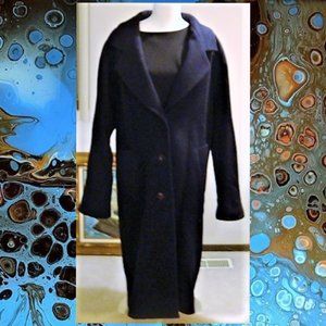 Karizma East Vintage Navy Blue Long Wool Button Down Coat.